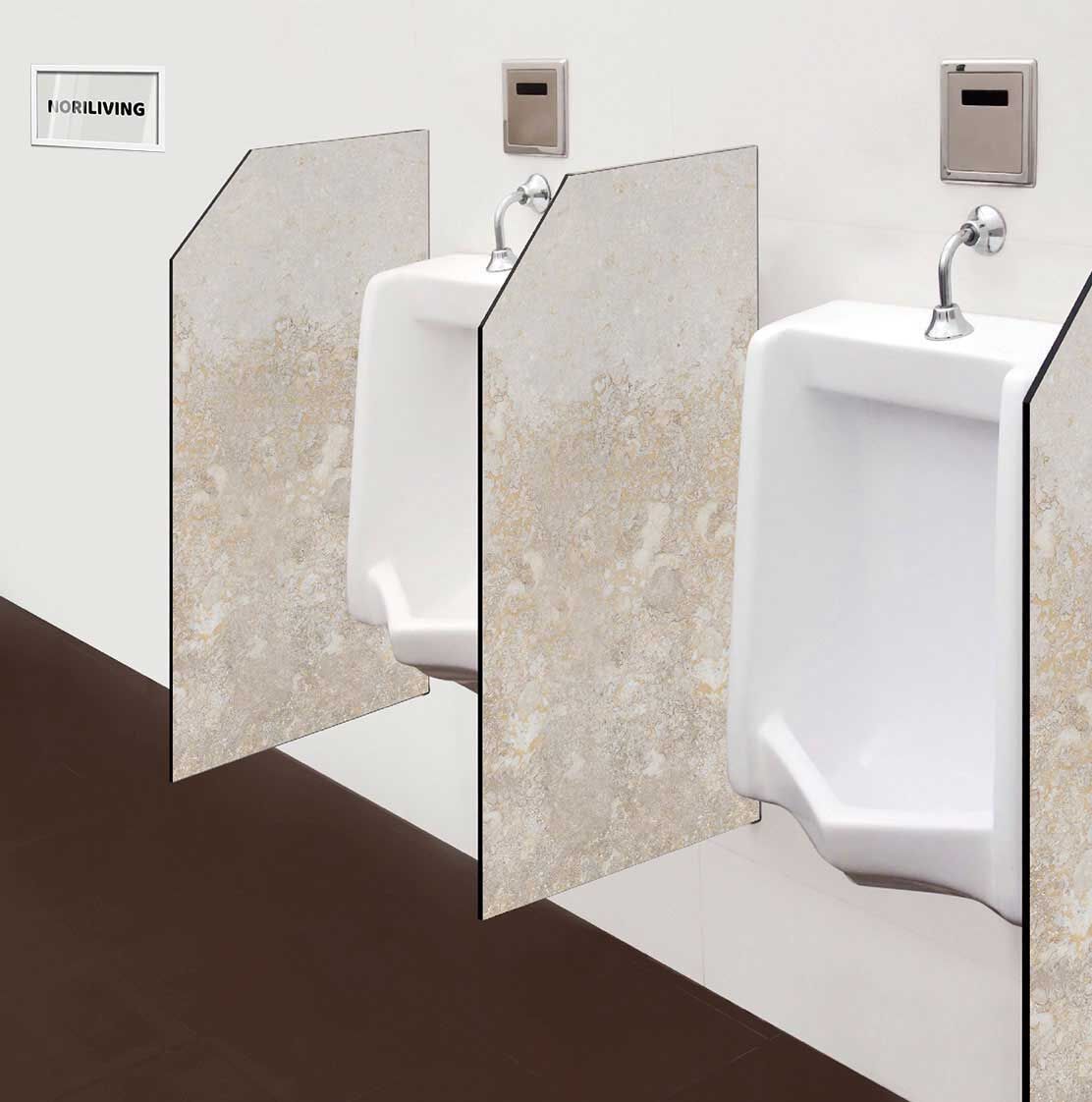 in der Toilette eingebaute Schamwand mit Motiv Marmor hell beige 527