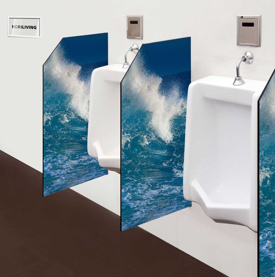 in der Toilette eingebaute Schamwand mit Motiv Ozean Welle 185