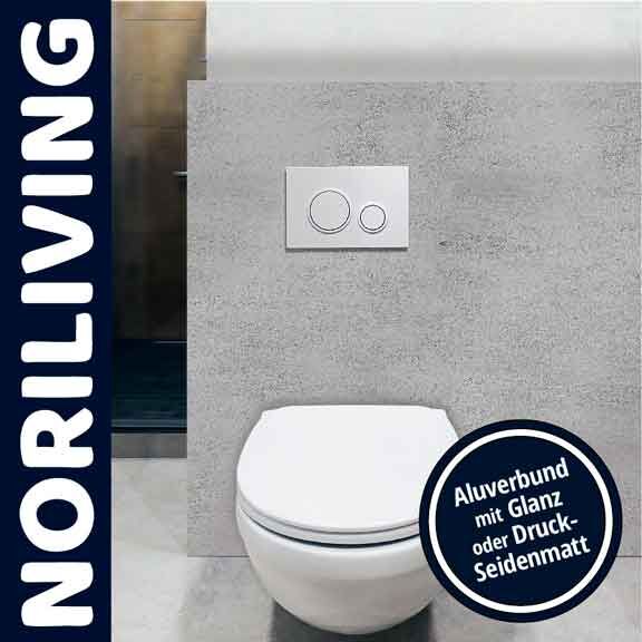Elegantes WC mit Betongestaltung und Aluverbundplatte, ideal für modernes Badezimmerdesign