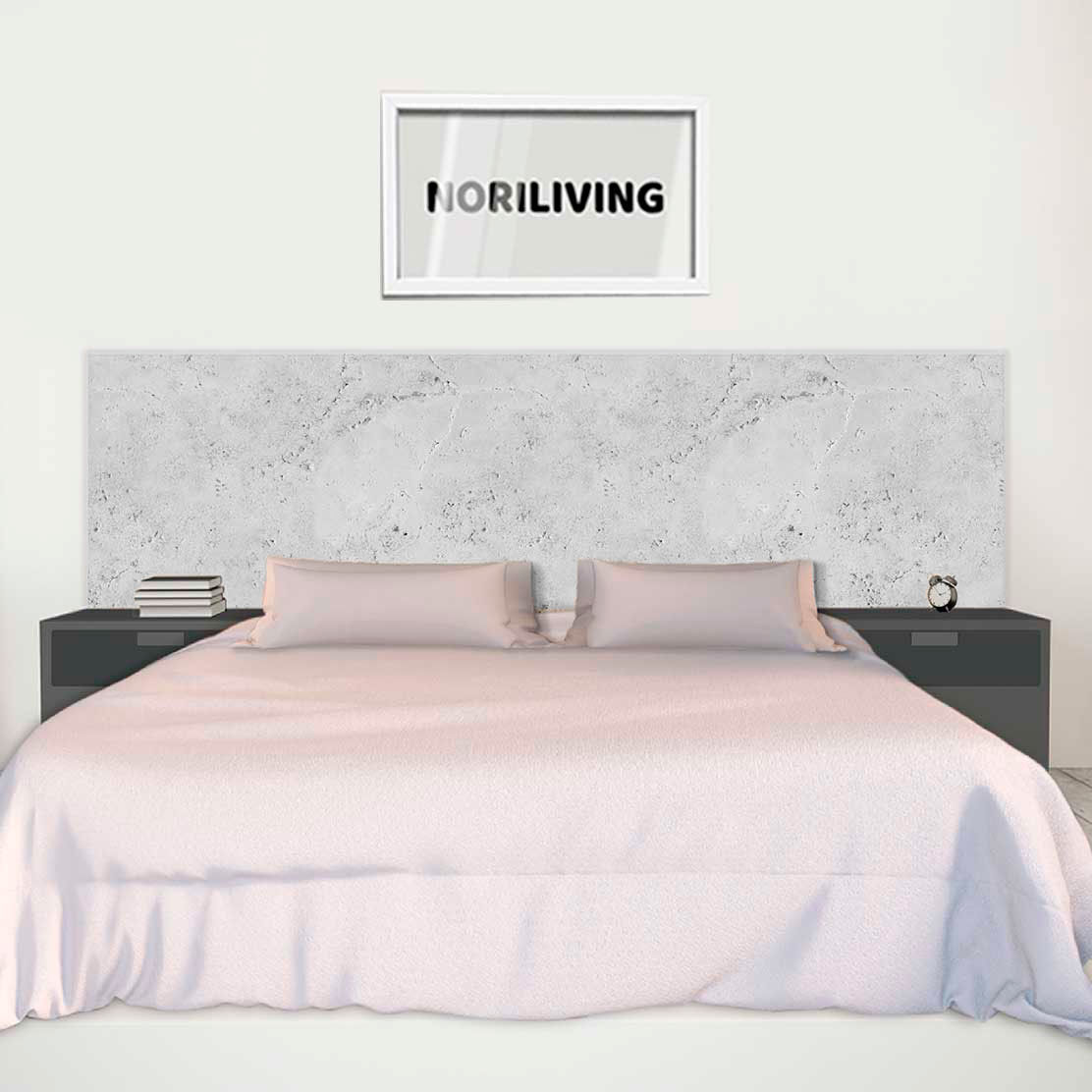 im Schlafzimmer eingebaute Bettrückwand mit Motiv Marmor - Stein beige 899 schwarz-weiß