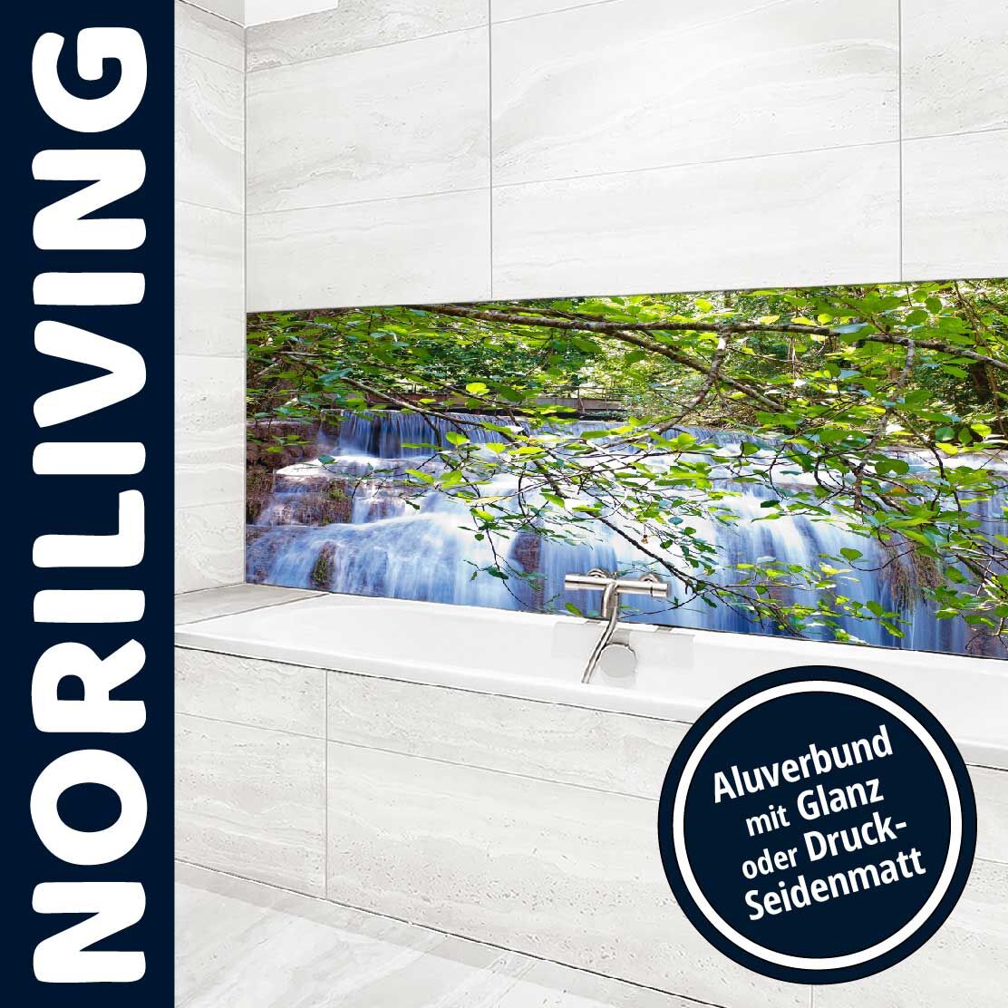 Ansicht des Badrückwand-Motivs Kanchaburi Wasserfall 503 Oberkante