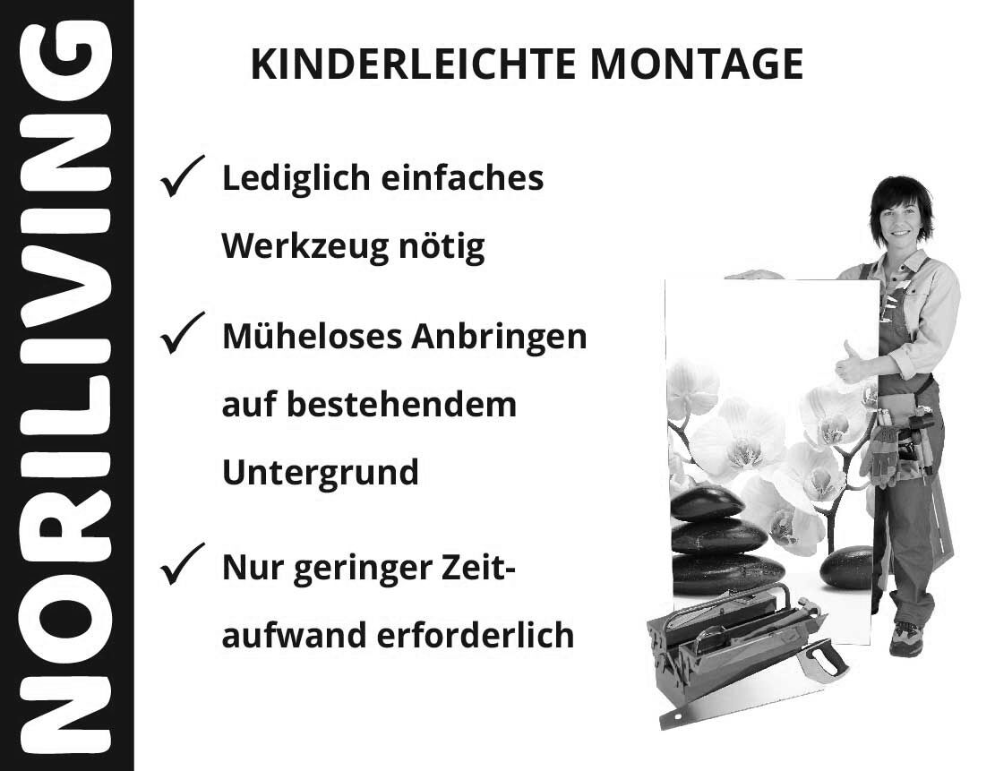 Aufzählung der Vorteile einer Badrückwand aus Aluverbund