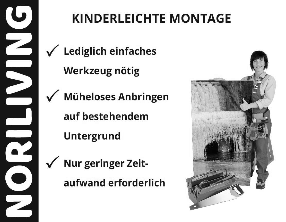 Aufzählung der Vorteile einer Badrückwand aus Aluverbund