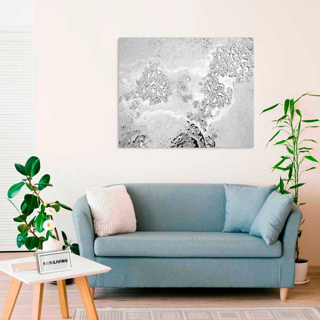 Wandbild über dem Sofa mit Motiv Wassertropfen 010 schwarz-weiß