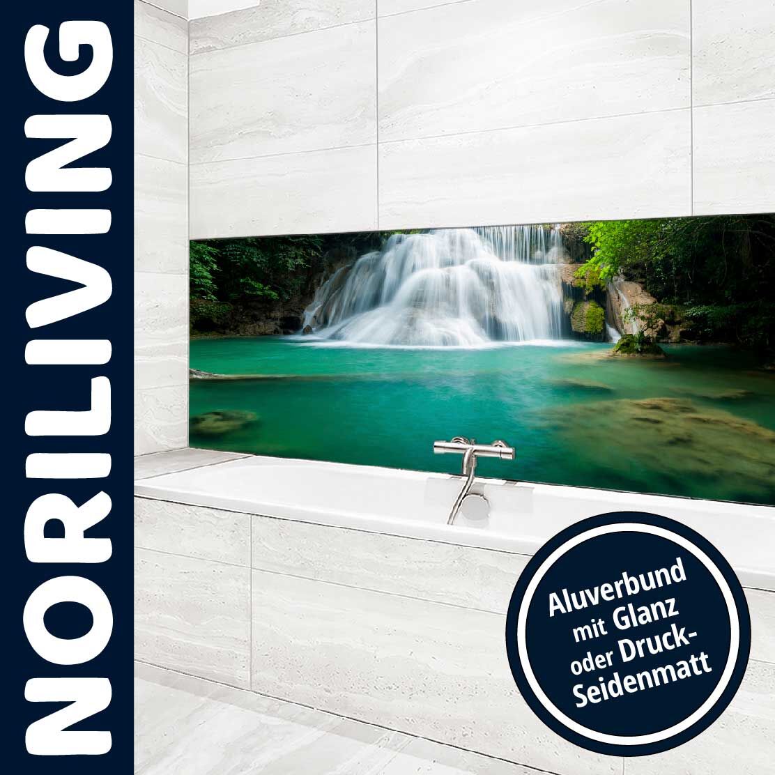 Ansicht des Badrückwand-Motivs Wasserfall Thailand 749 Unterkante