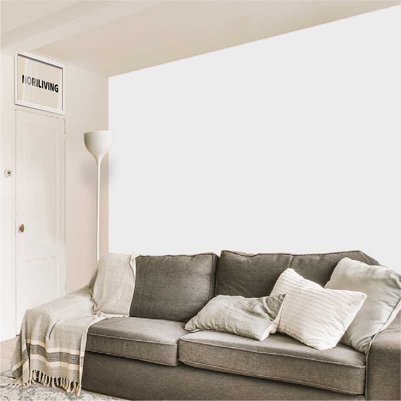 im Wohnzimmer eingebaute Wohnzimmerrückwand mit Motiv Unifarbe Grau 2356