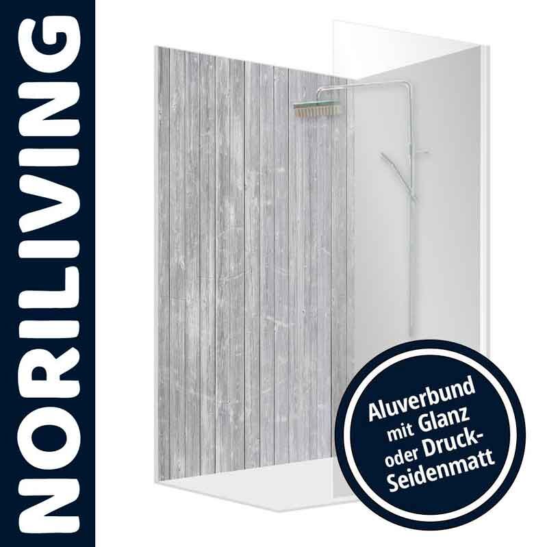 Duschkabine in Holzoptik mit Aluverbund in Glanz oder Matt von NORILIVING