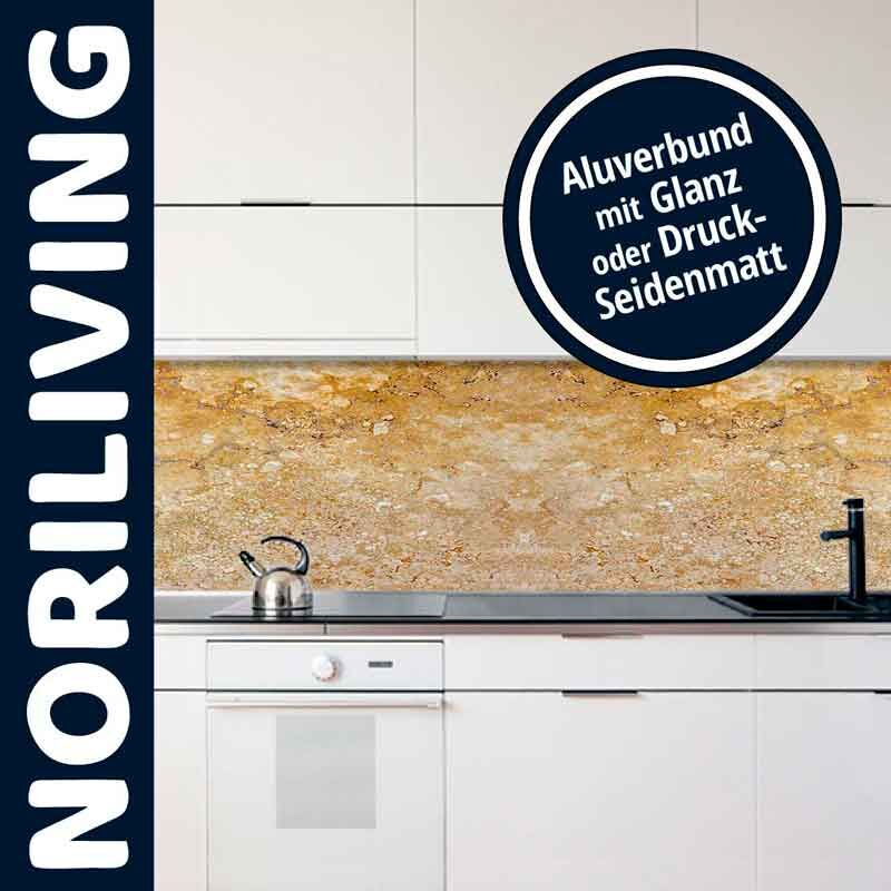 Moderne Küche mit stilvoller Alu-Verbundrückwand in glänzendem oder seidenmattem Design