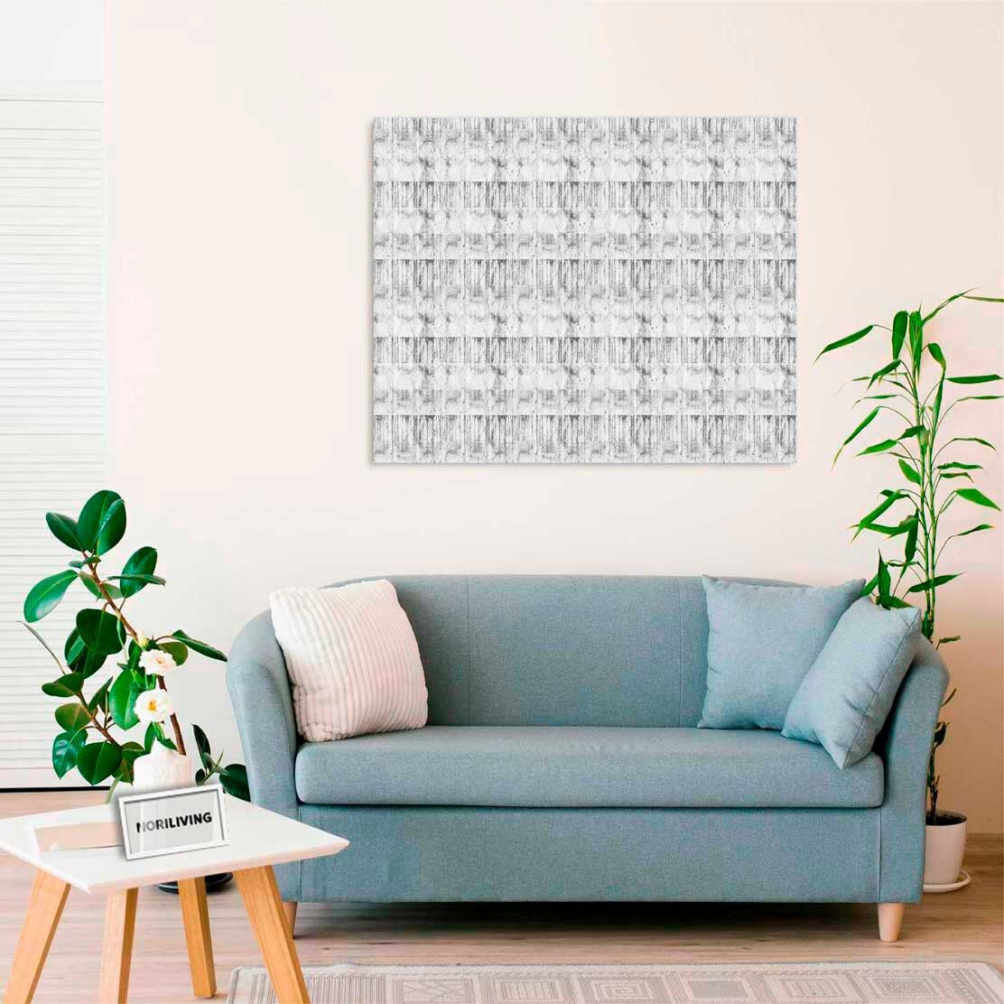 Wandbild über dem Sofa mit Motiv Weiße Zementputz-Wand 581 schwarz-weiß