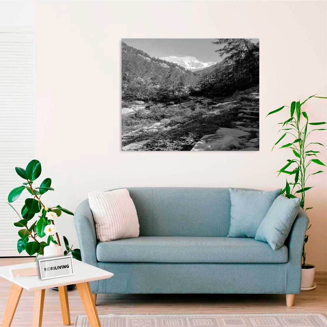 Wandbild über dem Sofa mit Motiv Berge Italienische Alpen 967 schwarz-weiß
