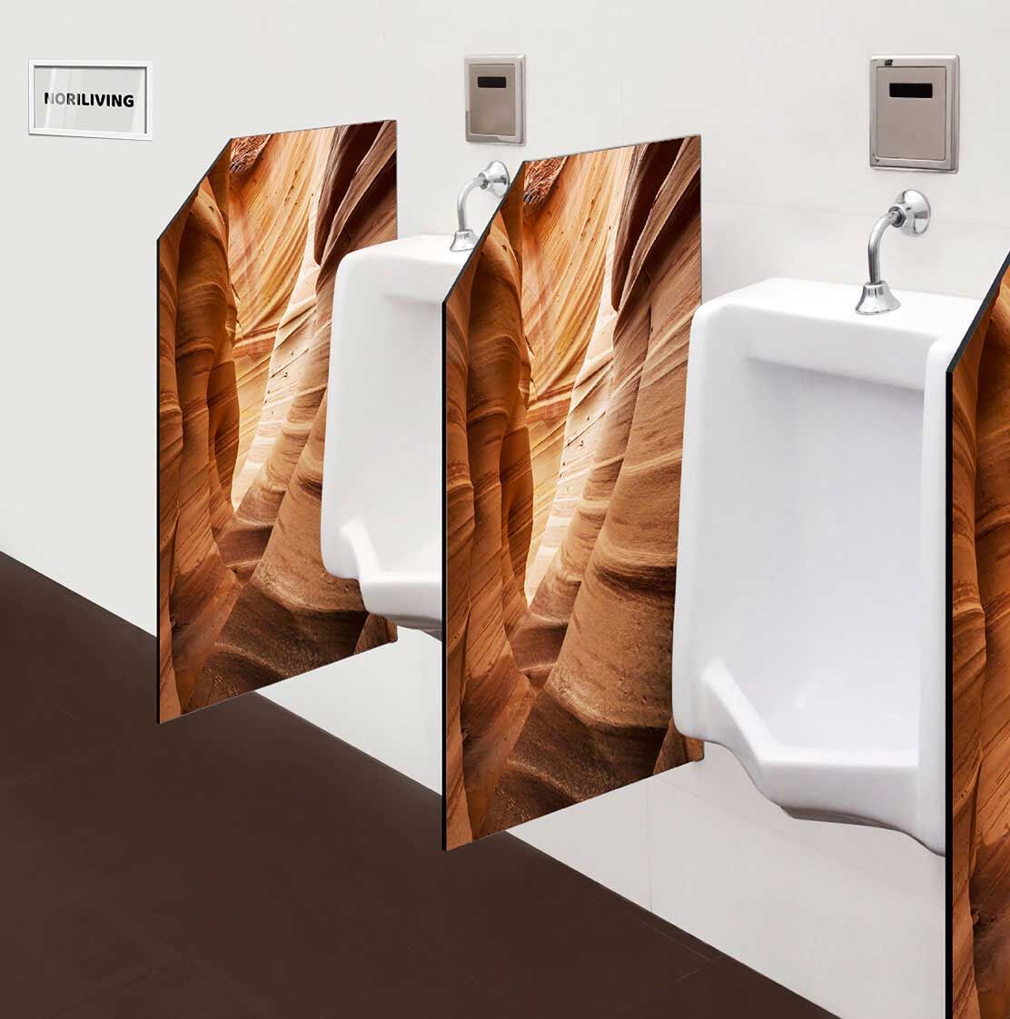 in der Toilette eingebaute Schamwand mit Motiv Sandsteinformationen in den Wüsten von Utah 783