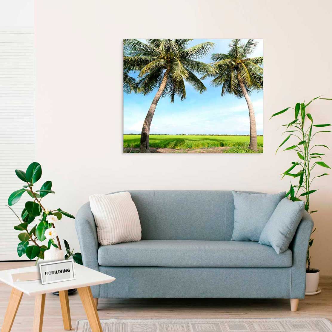 Wandbild über dem Sofa mit Motiv Reisfeld Palmen 247