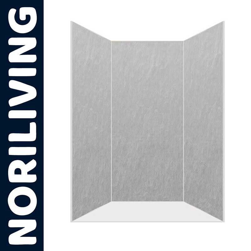 Graue dreiseitige Duschkabine von Noriliving