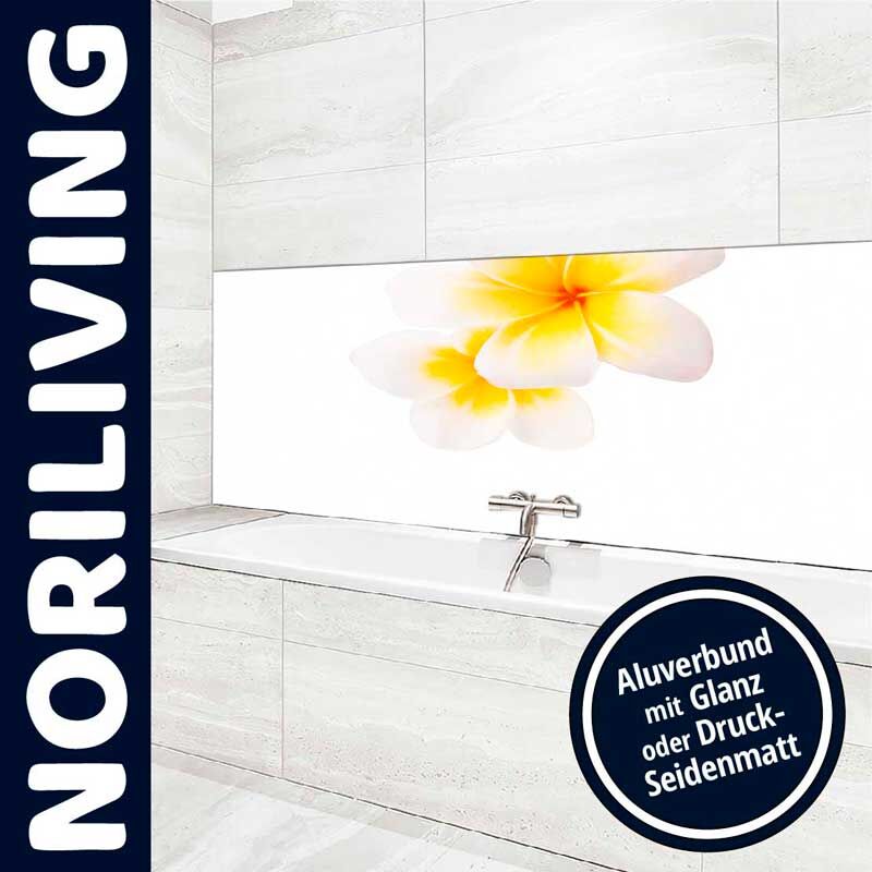 Moderne Badezimmergestaltung mit Aluverbund-Wandverkleidung in Glanz oder Druck-Seidenmatt, florales Motiv