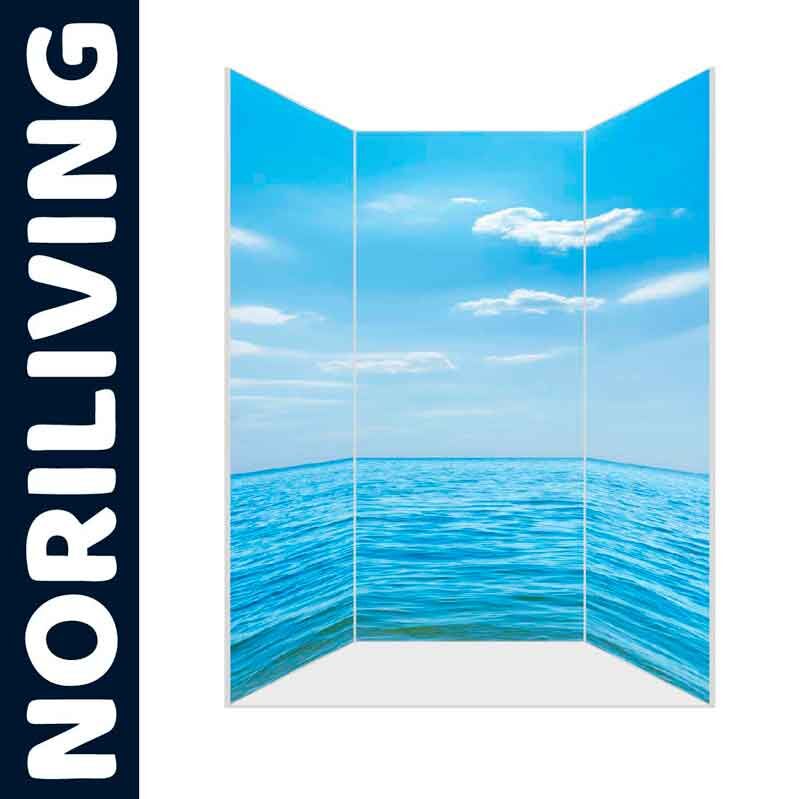 Raumteiler mit Meerblick-Design von NORILIVING, zeigt blauen Himmel und Ozean