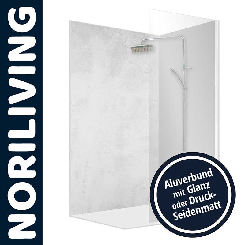 Duschabtrennung von Noriliving mit Aluverbund in glänzender oder seidenmatter Optik