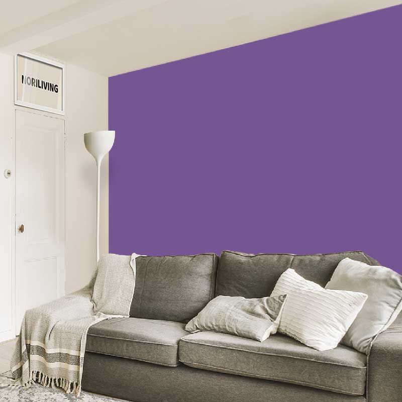 im Wohnzimmer eingebaute Wohnzimmerrückwand mit Motiv Unifarbe Lila 2321