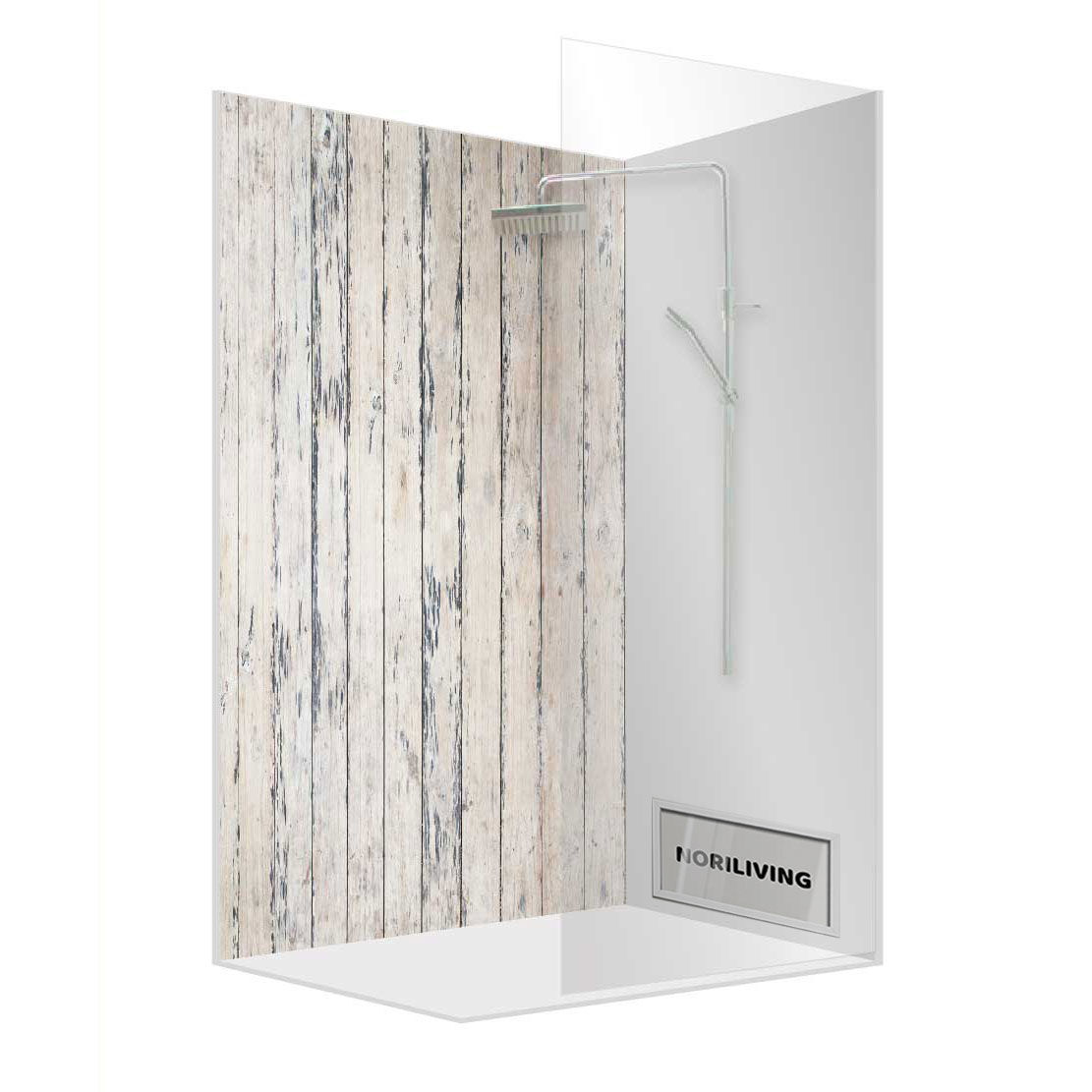 Abbildung einer Einzel-Duschrückwand mit Motiv Beige-grauer Holzzaun 387