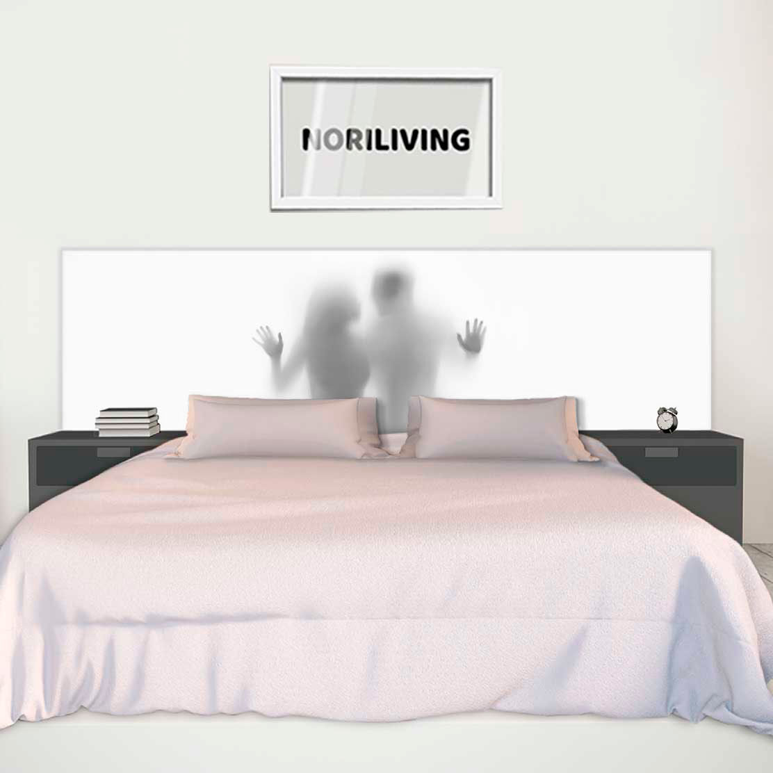 im Schlafzimmer eingebaute Bettrückwand mit Motiv Konturen Menschen Silhouette 620 schwarz-weiß