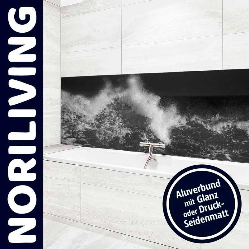 Elegantes Badezimmer mit Noriliving Dekoration, Aluverbund im Glanz- oder Druck-Seidenmatt-Finish