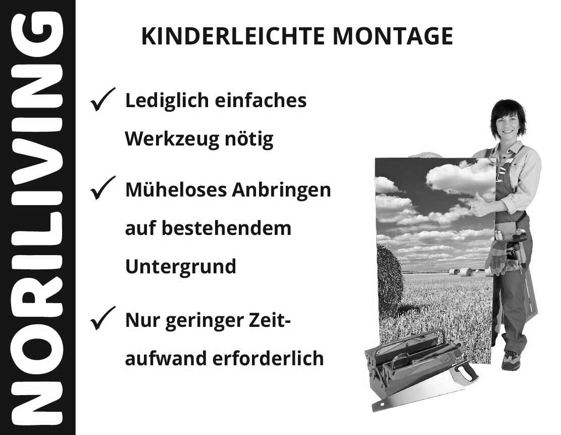 Aufzählung der Vorteile einer Badrückwand aus Aluverbund