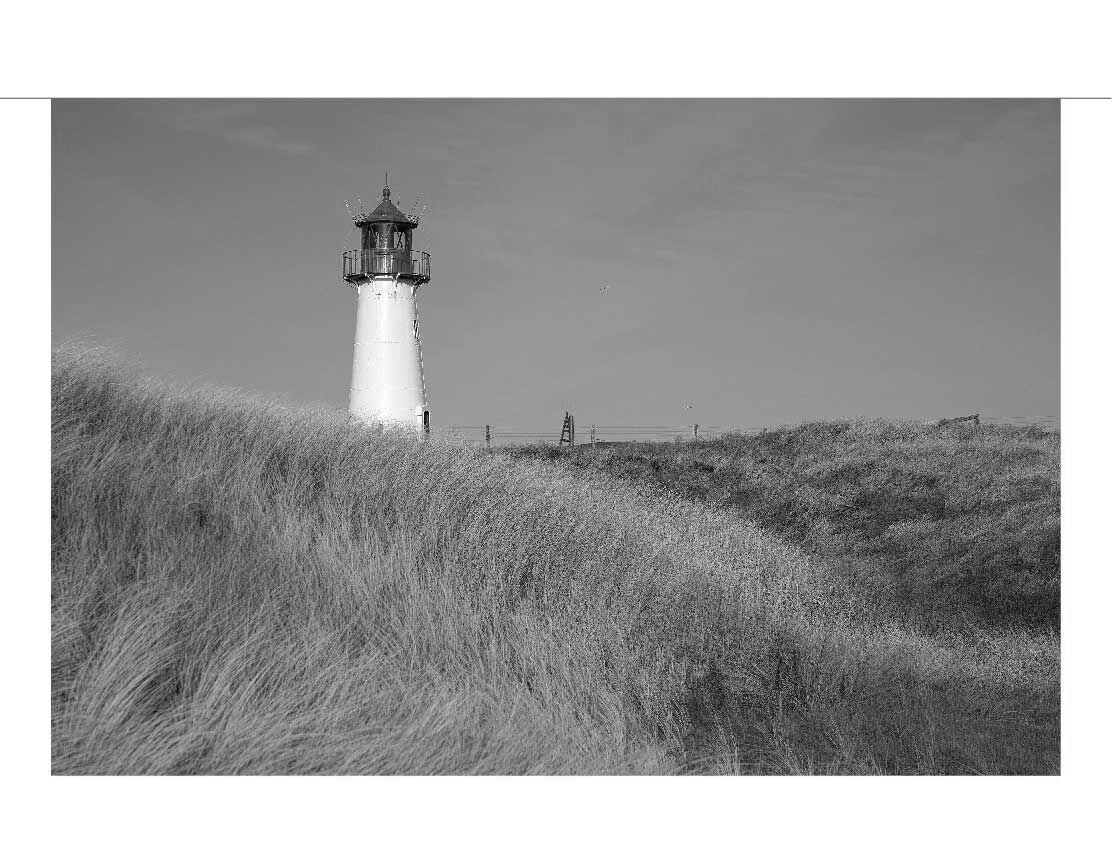 Ansicht des Duschrückwand-Motivs Leuchtturm auf Sylt Nordsee 080 schwarz-weiß