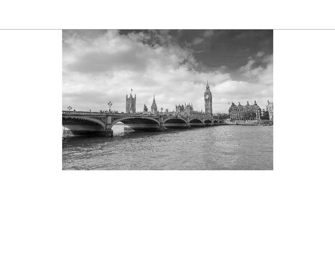 Ansicht des Duschrückwand-Motivs Westminster Brücke & Houses of Parliament London 888 schwarz-weiß