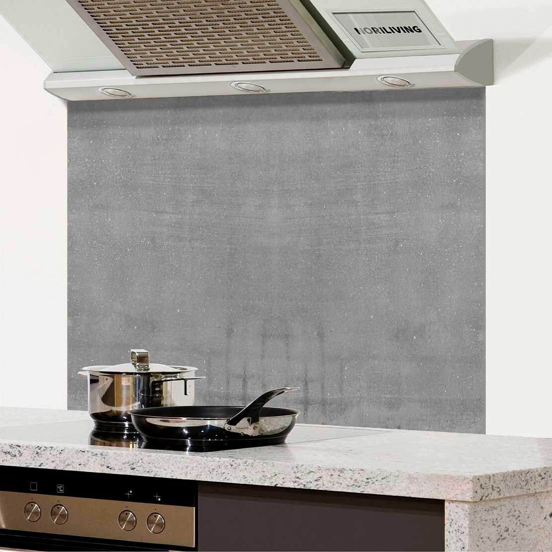 in der Küche eingebauter Spritzschutz Küche - Herd mit Motiv Natur - Beton inklusive Grünspan 312 schwarz-weiß