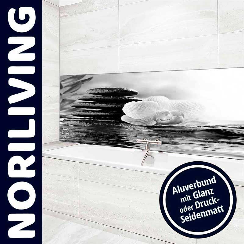 Moderne Küche mit stilvoller Alu-Verbund-Küchenrückwand von NORILIVING im Zen-Design