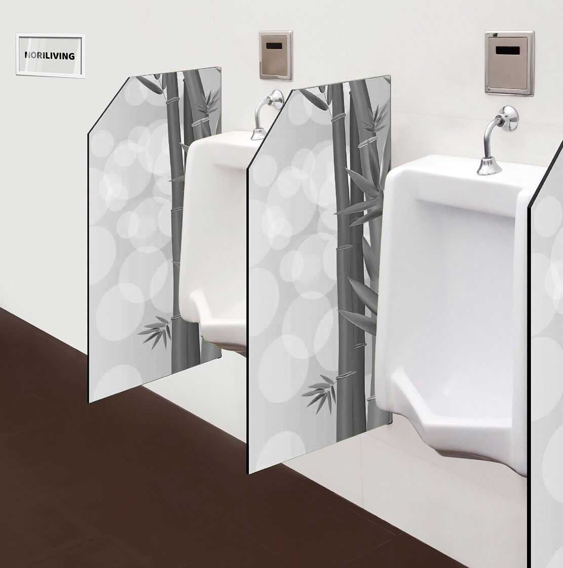 in der Toilette eingebaute Schamwand mit Motiv Bambus 664 schwarz-weiß