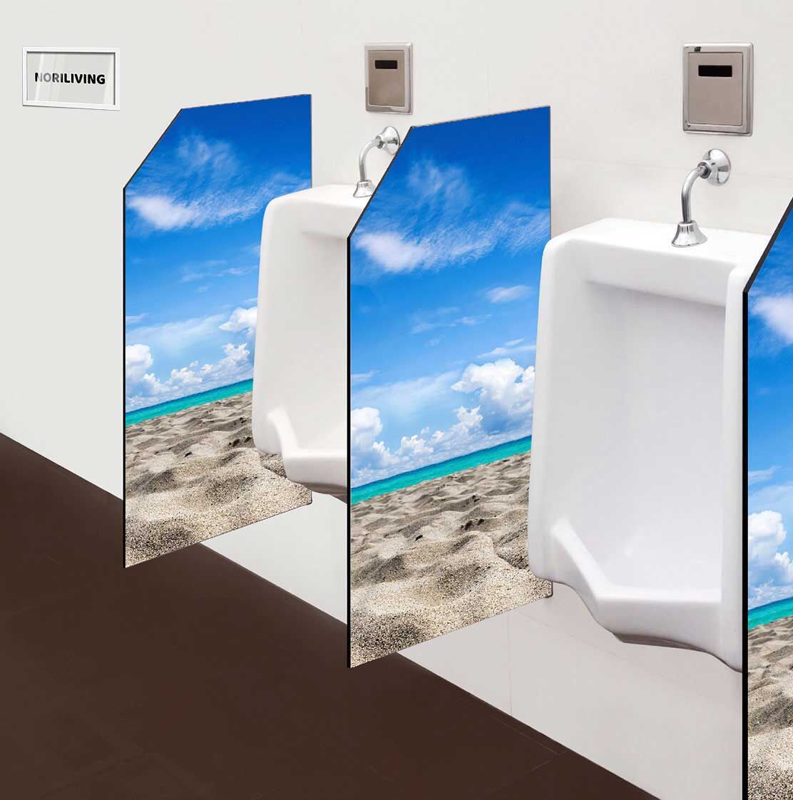 in der Toilette eingebaute Schamwand mit Motiv Am Strand 800