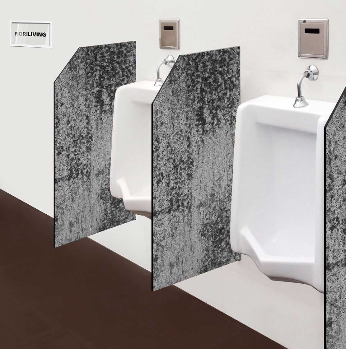 in der Toilette eingebaute Schamwand mit Motiv Rost 518 schwarz-weiß