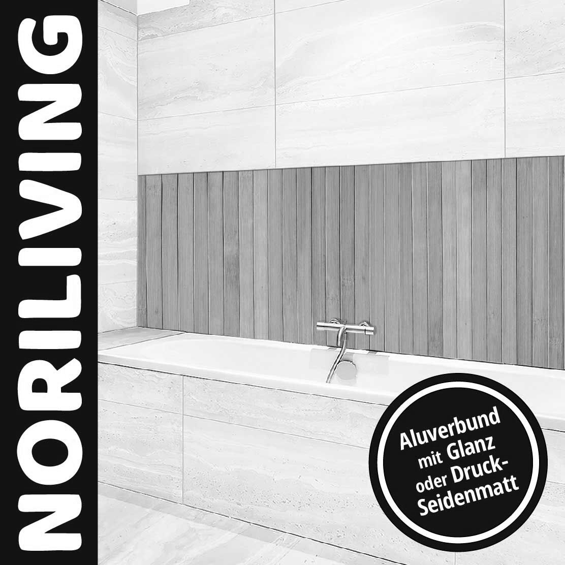 Ansicht des Badrückwand-Motivs Holzbohlen 218 schwarz-weiß Oberkante