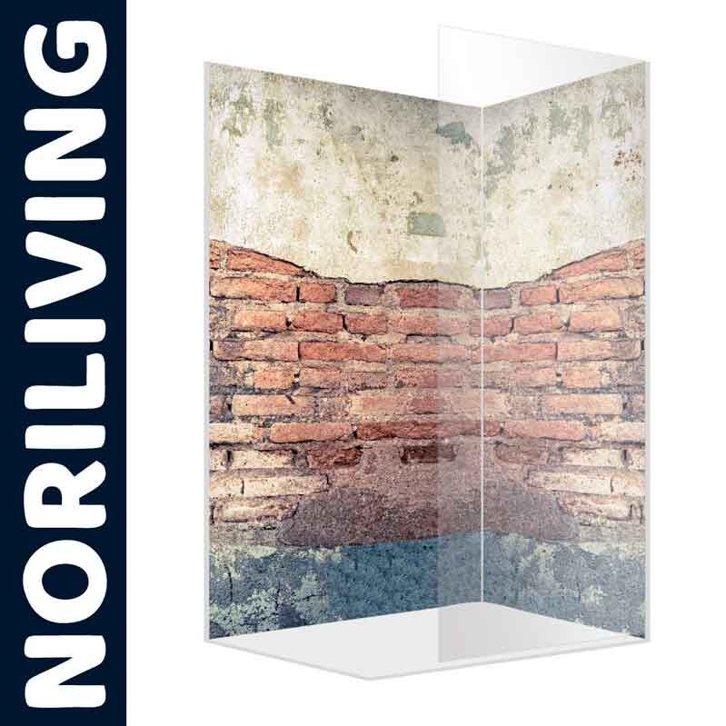 Fotorealistische Wandverkleidung mit rustikalem Ziegelsteinmuster, Marke Noriliving