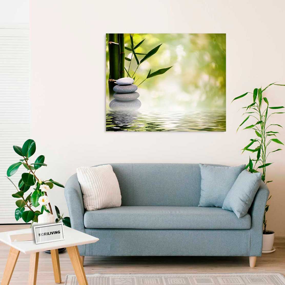 Wandbild über dem Sofa mit Motiv Zen Bambus 657