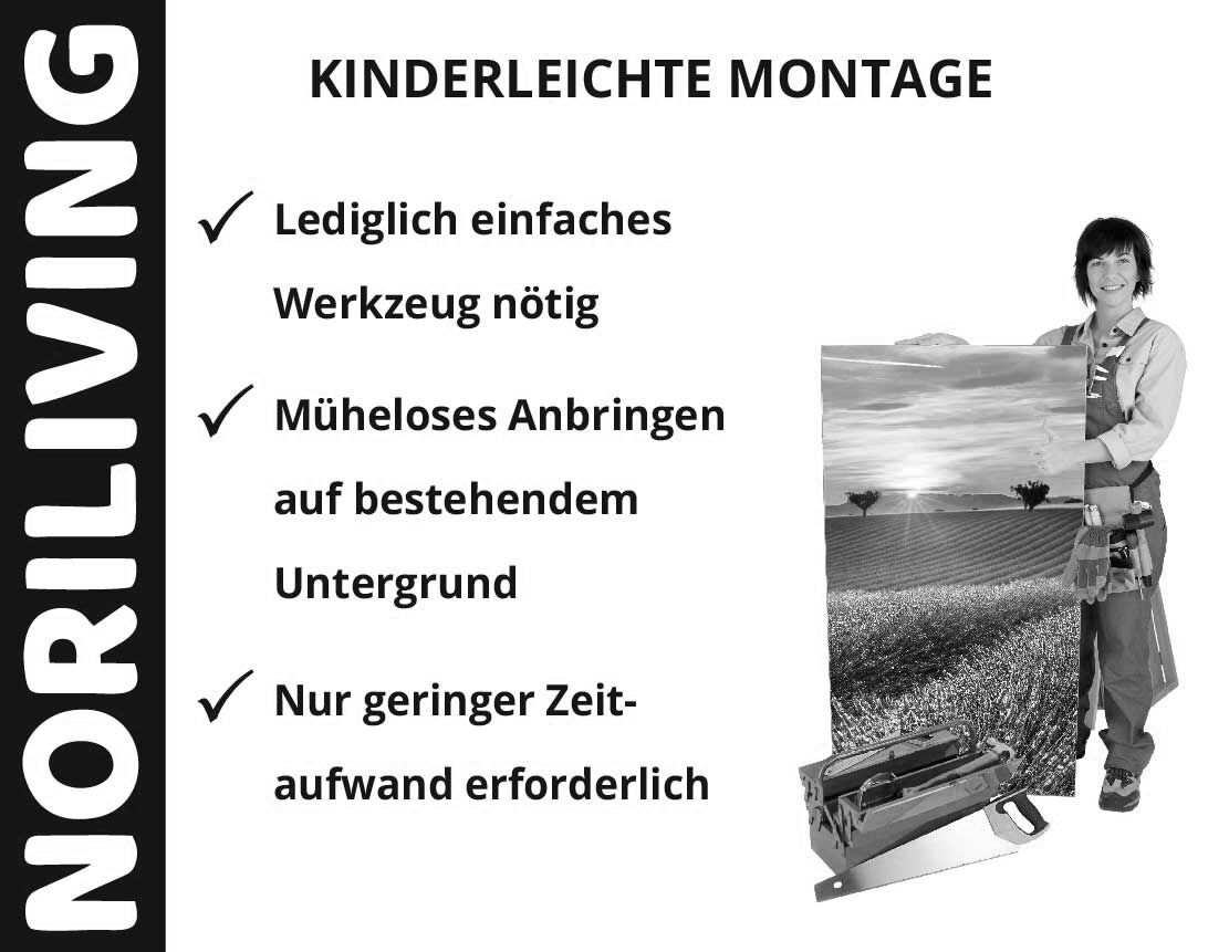 Aufzählung der Vorteile einer Badrückwand aus Aluverbund