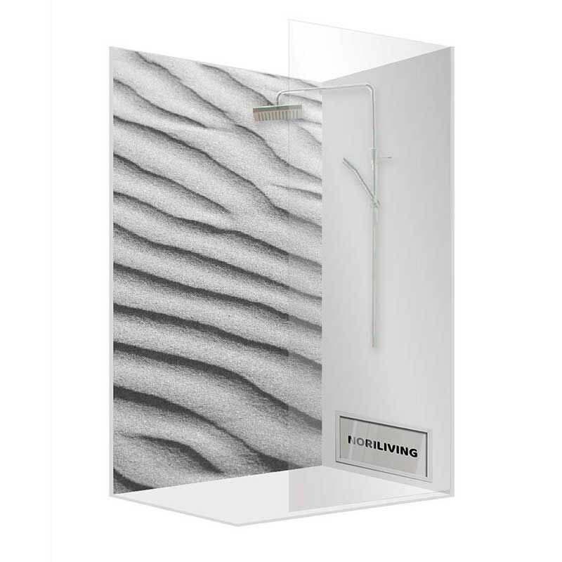 Duschrückwand Alu gewellter Sand 942 schwarz-weiß
