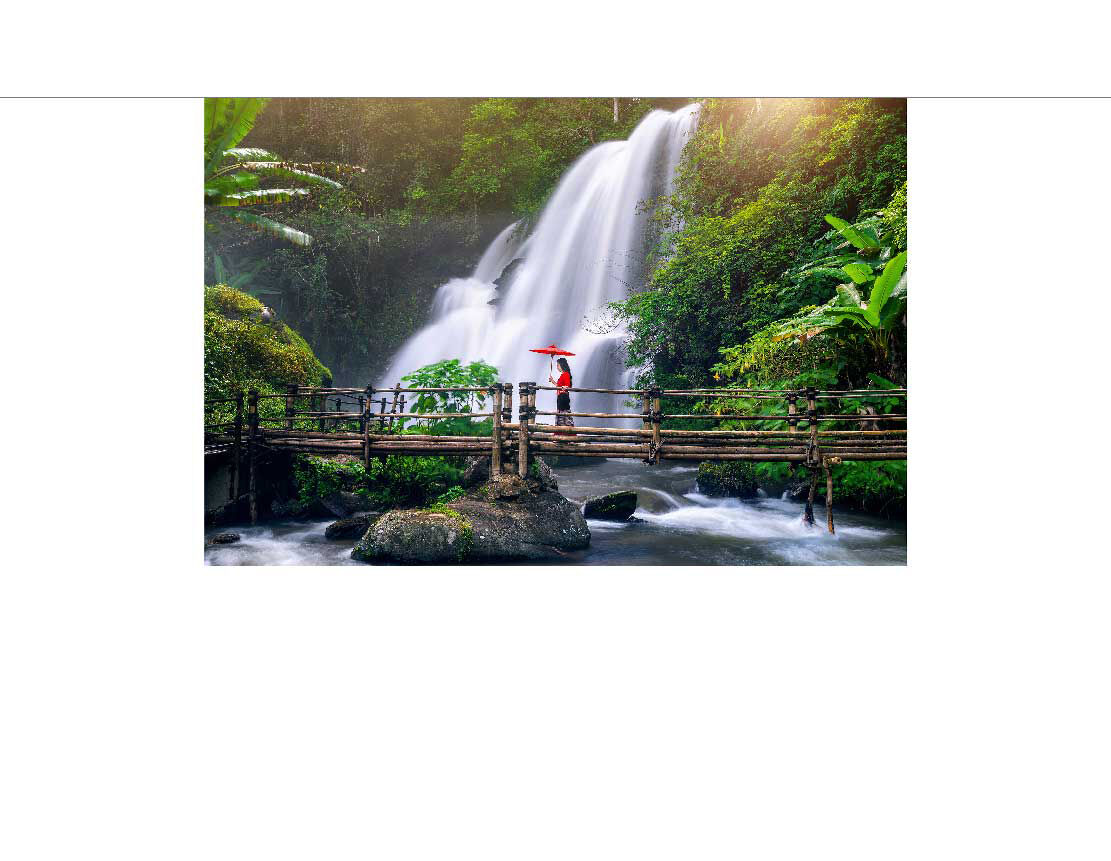 Ansicht des Badrückwand-Motivs Wasserfall Pha Dok Siew in Chiang Mai Thailand 703