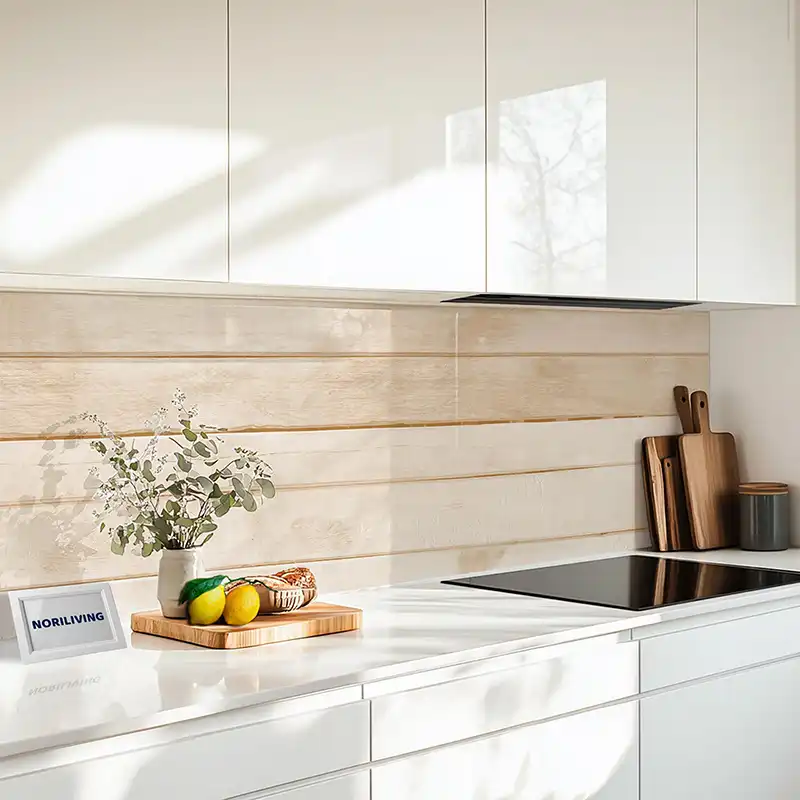 Küchenrückwand Echtglasoptik Profiline Beiger Holzpaneel-Hintergrund 086 Küchenrückwand Echtglasoptik Profiline Beiger Holzpaneel-Hintergrund 086