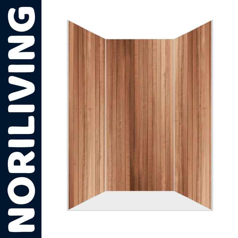 Brauner Holzpaneel-Raumteiler von NORILIVING vor einem weißen Hintergrund