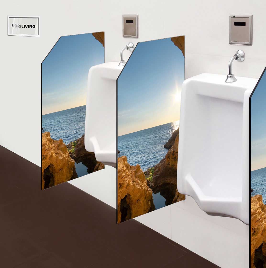 in der Toilette eingebaute Schamwand mit Motiv Naturgrotte mit Meerblick 133