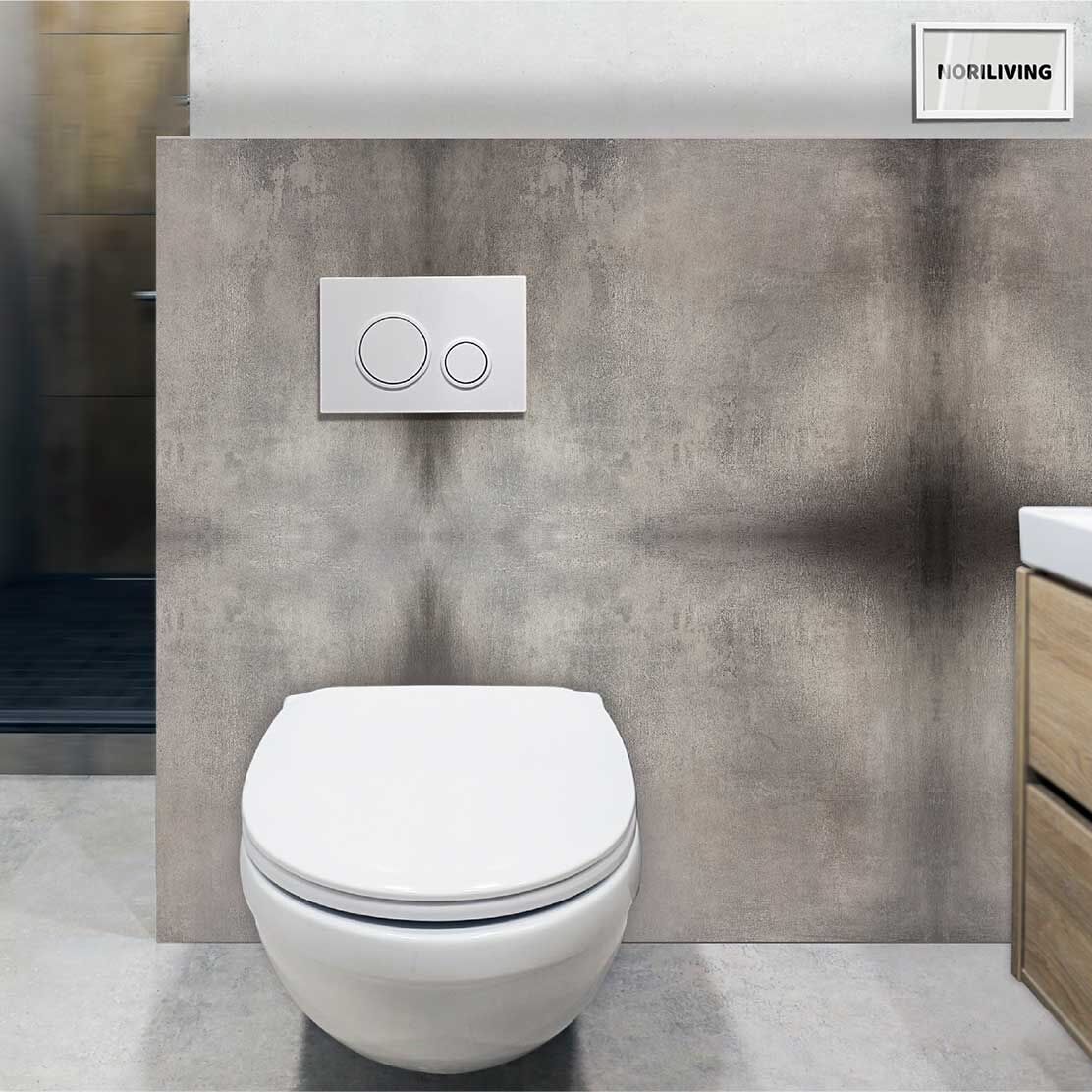 im WC eingebaute Toilettenrückwand mit Motiv Graue Wandfläche 861