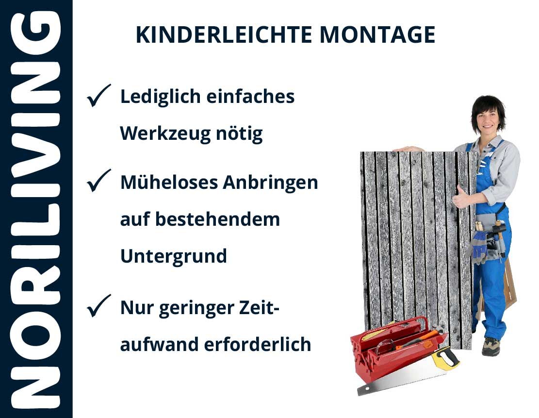 Aufzählung der Vorteile einer Badrückwand aus Aluverbund