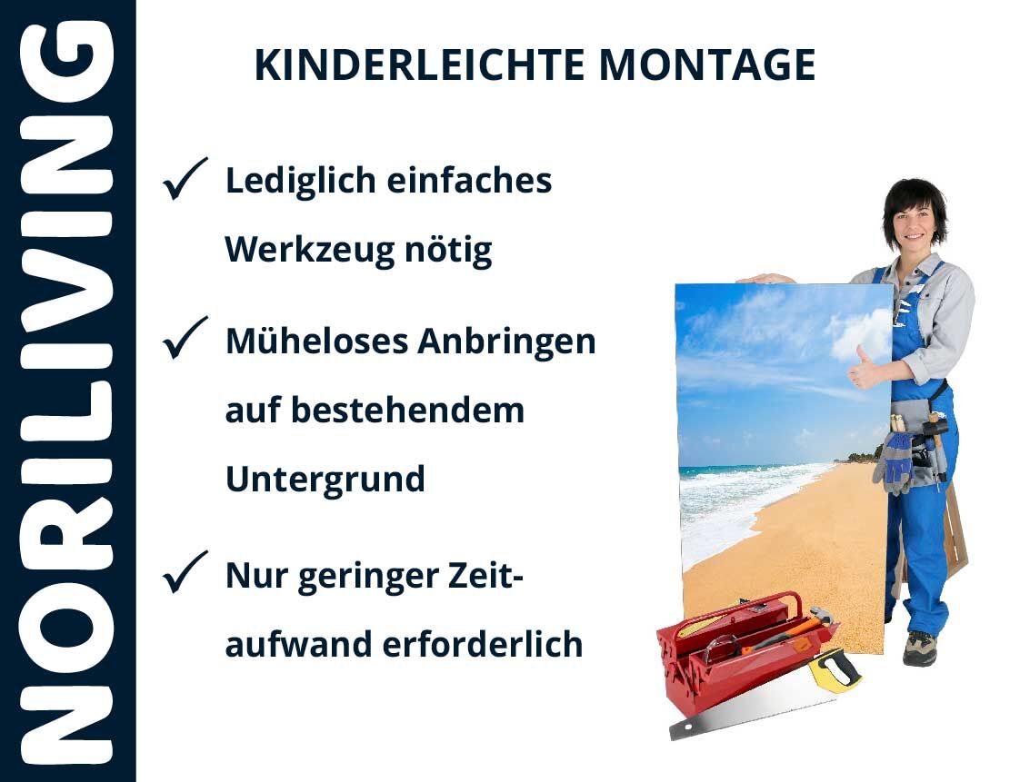 Aufzählung der Vorteile einer Badrückwand aus Aluverbund