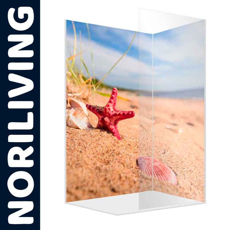 Raumteiler mit Strandmotiv, Seestern und Muscheln von Noriliving