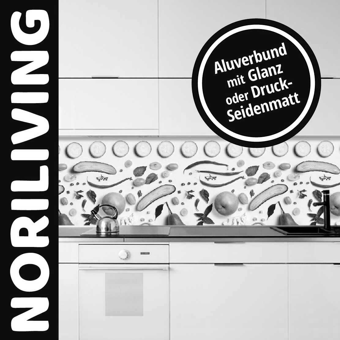 Moderne Küche mit dekorativer Aluverbund-Rückwand in Glanz oder Druck-Seidenmatt von Noriliving