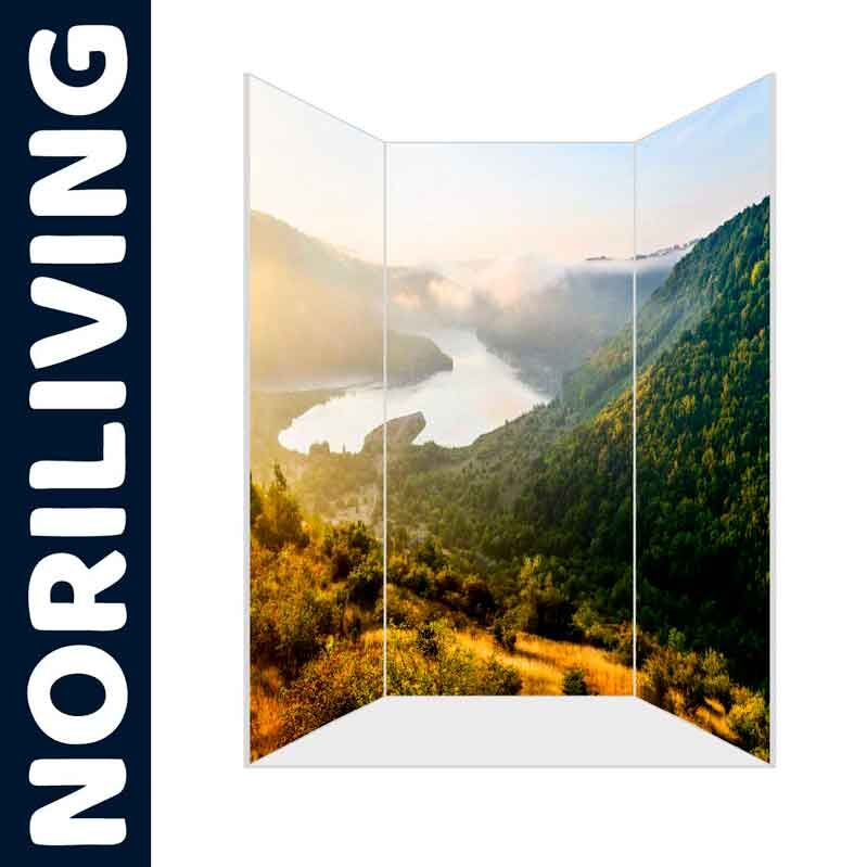 Paravent mit einer malerischen Landschaft aus Bergen und Flüssen, hergestellt von Noriliving