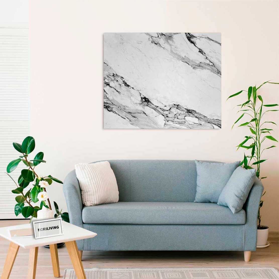 Wandbild über dem Sofa mit Motiv Marmor dunkelgrau 117c