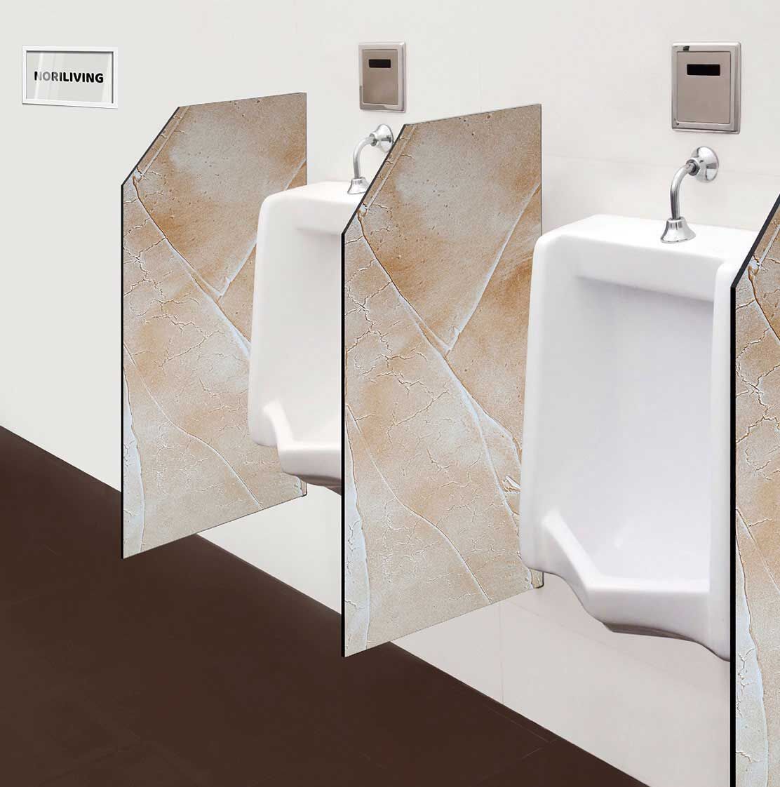 in der Toilette eingebaute Schamwand mit Motiv Marmor beige 705