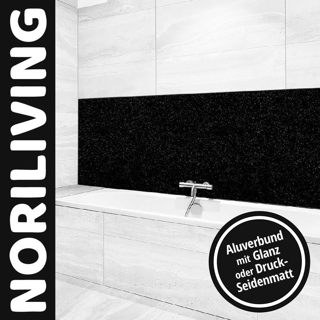 Ansicht des Badrückwand-Motivs Schwarzer Granit 125bw schwarz-weiß Unterkante